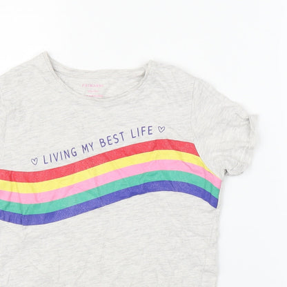 Primark Girls Grey   Basic T-Shirt Size 9-10 Years  - Rainbow