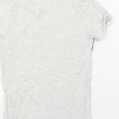 Primark Girls Grey   Basic T-Shirt Size 9-10 Years  - Rainbow