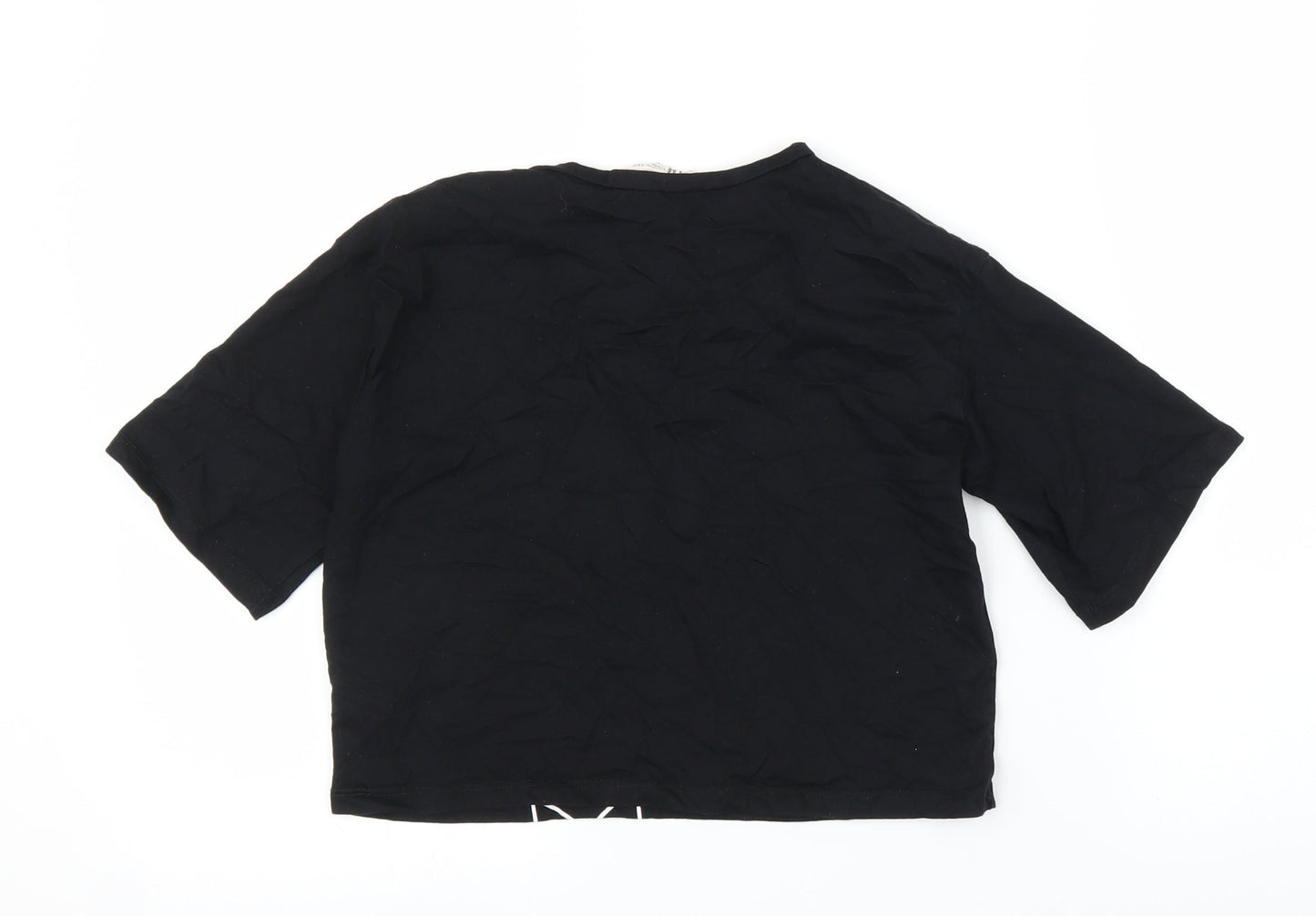 H&M Girls Black   Cropped T-Shirt Size 9 Years