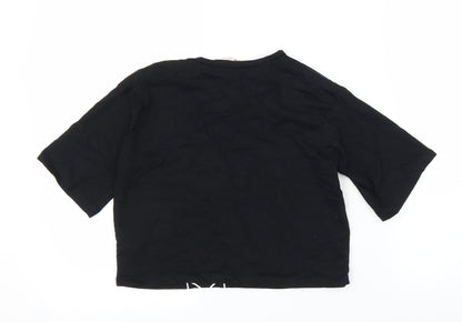 H&M Girls Black   Cropped T-Shirt Size 9 Years