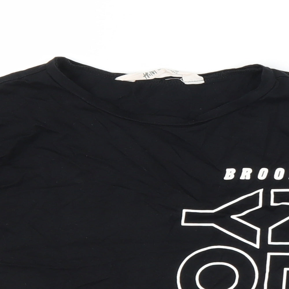 H&M Girls Black   Cropped T-Shirt Size 9 Years