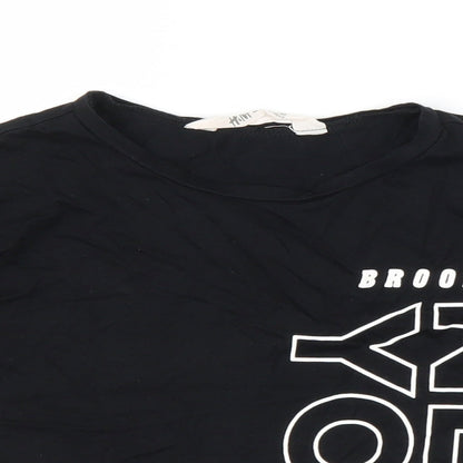 H&M Girls Black   Cropped T-Shirt Size 9 Years