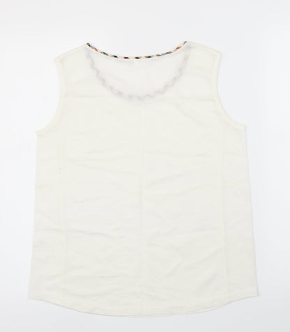 Womens UK Size L Preworn White Basic Blouse