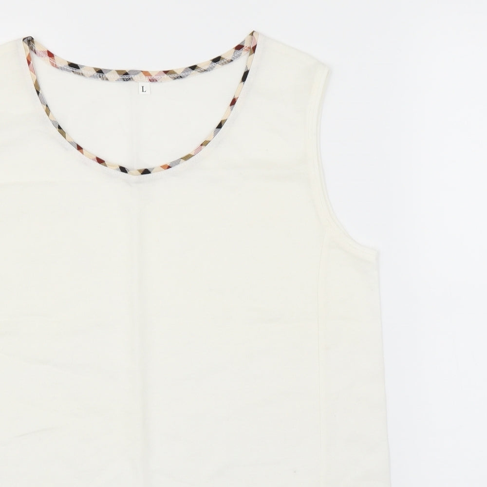 Womens UK Size L Preworn White Basic Blouse