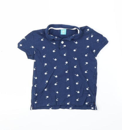 Little Kids Boys Blue   Basic Polo Size 5-6 Years  - Palm trees