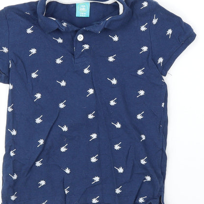 Little Kids Boys Blue   Basic Polo Size 5-6 Years  - Palm trees