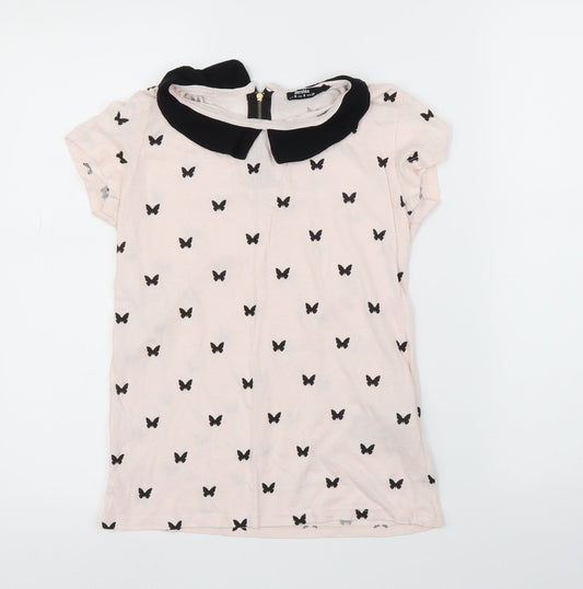 Bershka Womens Pink Animal Print  Basic T-Shirt Size S  - Butterflies