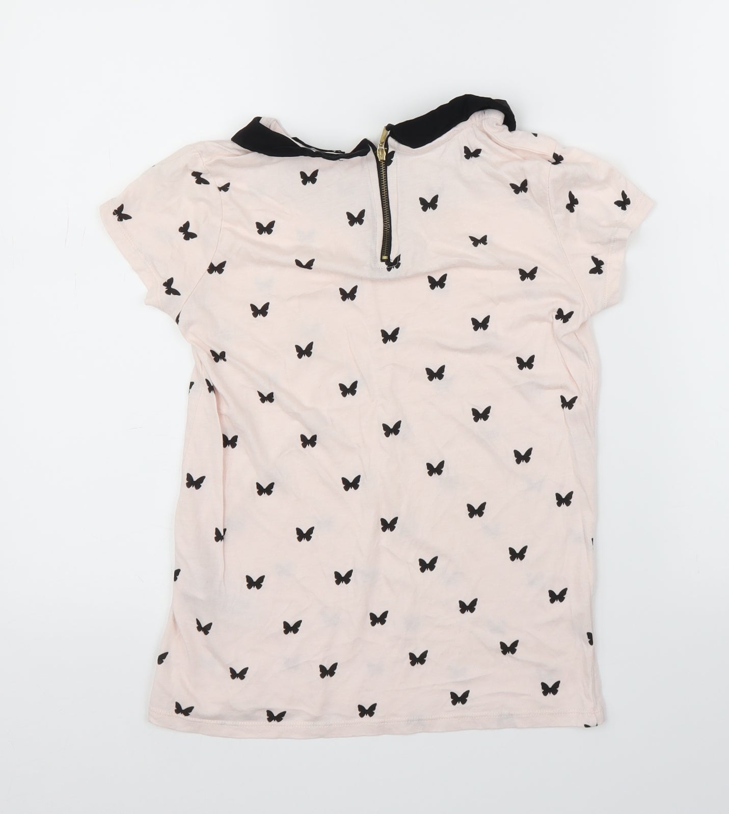 Womens UK Size S Bershka Pink Basic T-Shirt