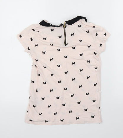 Womens UK Size S Bershka Pink Basic T-Shirt