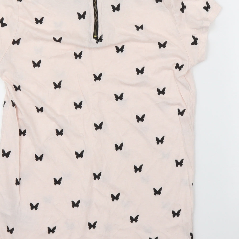 Womens UK Size S Bershka Pink Basic T-Shirt
