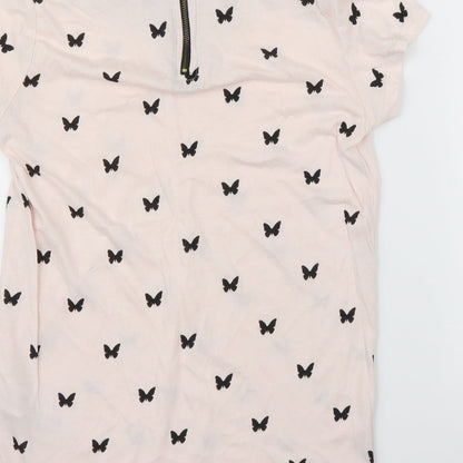 Womens UK Size S Bershka Pink Basic T-Shirt