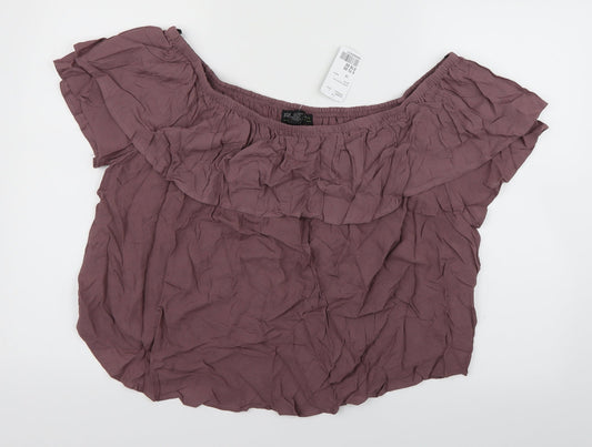 FOREVER 21 Womens Purple   Cropped Blouse Size XL