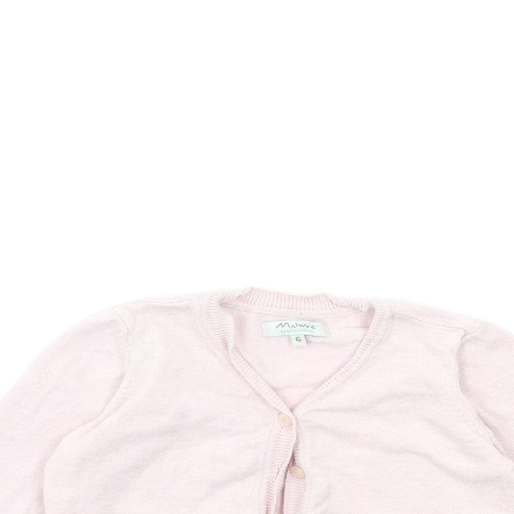 Malwee Girls Pink  Knit Cardigan Jumper Size 6 Years
