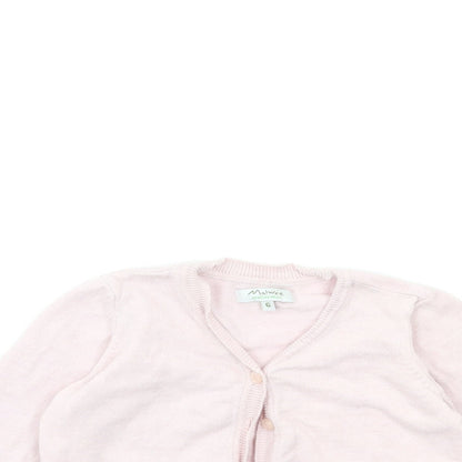 Malwee Girls Pink  Knit Cardigan Jumper Size 6 Years