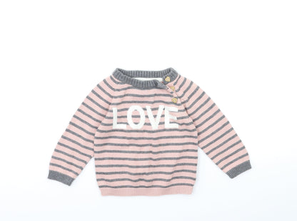 H&M Baby Pink Striped  Pullover Jumper Size 6-9 Months