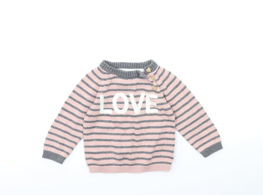 H&M Baby Pink Striped  Pullover Jumper Size 6-9 Months