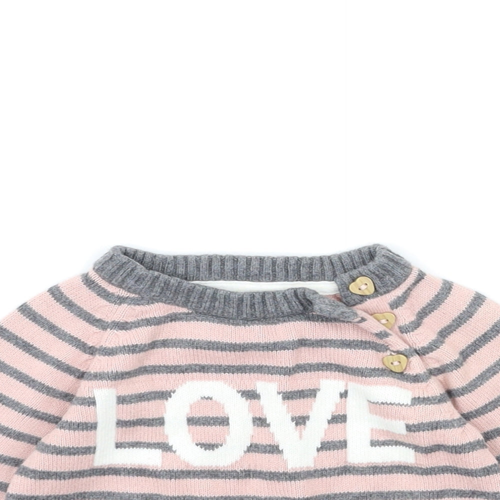 H&M Baby Pink Striped  Pullover Jumper Size 6-9 Months