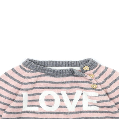 H&M Baby Pink Striped  Pullover Jumper Size 6-9 Months