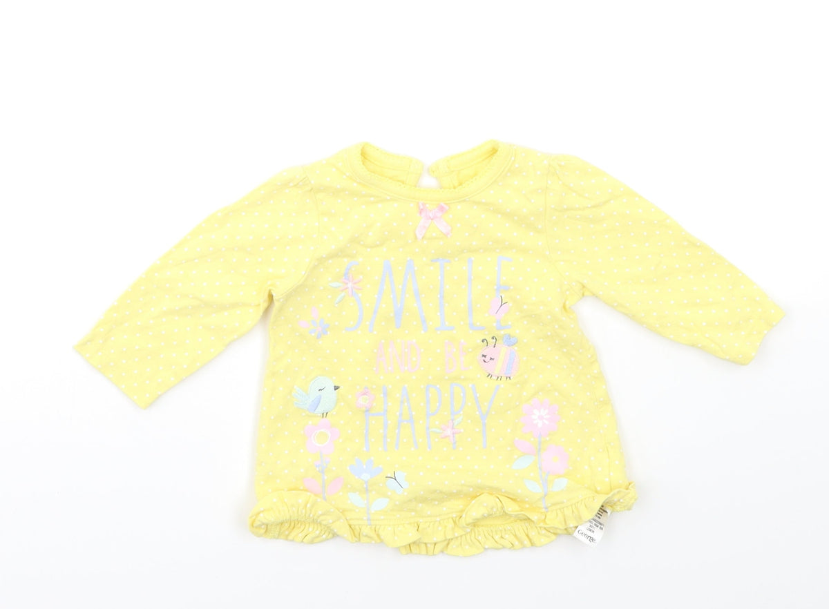 Additional front view of George Baby Yellow Basic T-Shirt, size 0-3, Months