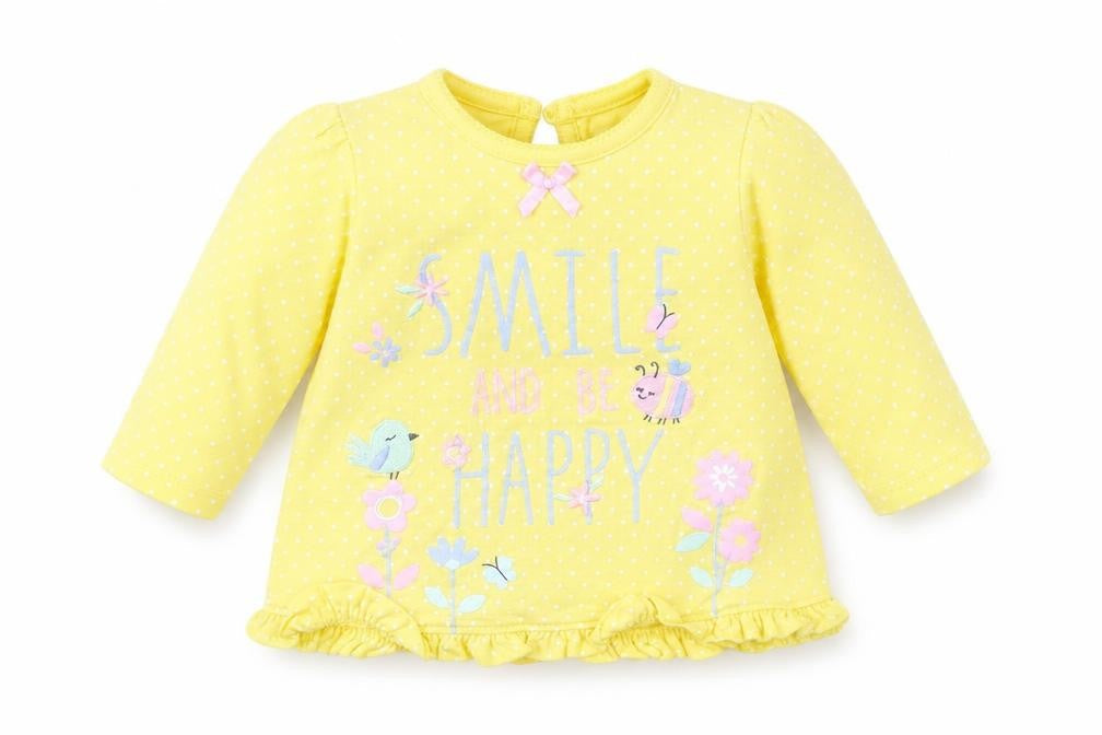 Front view of George Baby Yellow Basic T-Shirt, size 0-3, Months