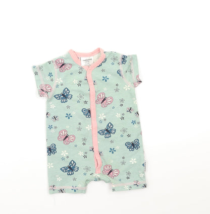 MAXMORRD Baby Green Floral  Babygrow One-Piece Size 0-3 Months