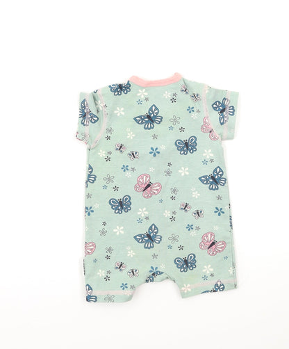 MAXMORRD Baby Green Floral  Babygrow One-Piece Size 0-3 Months