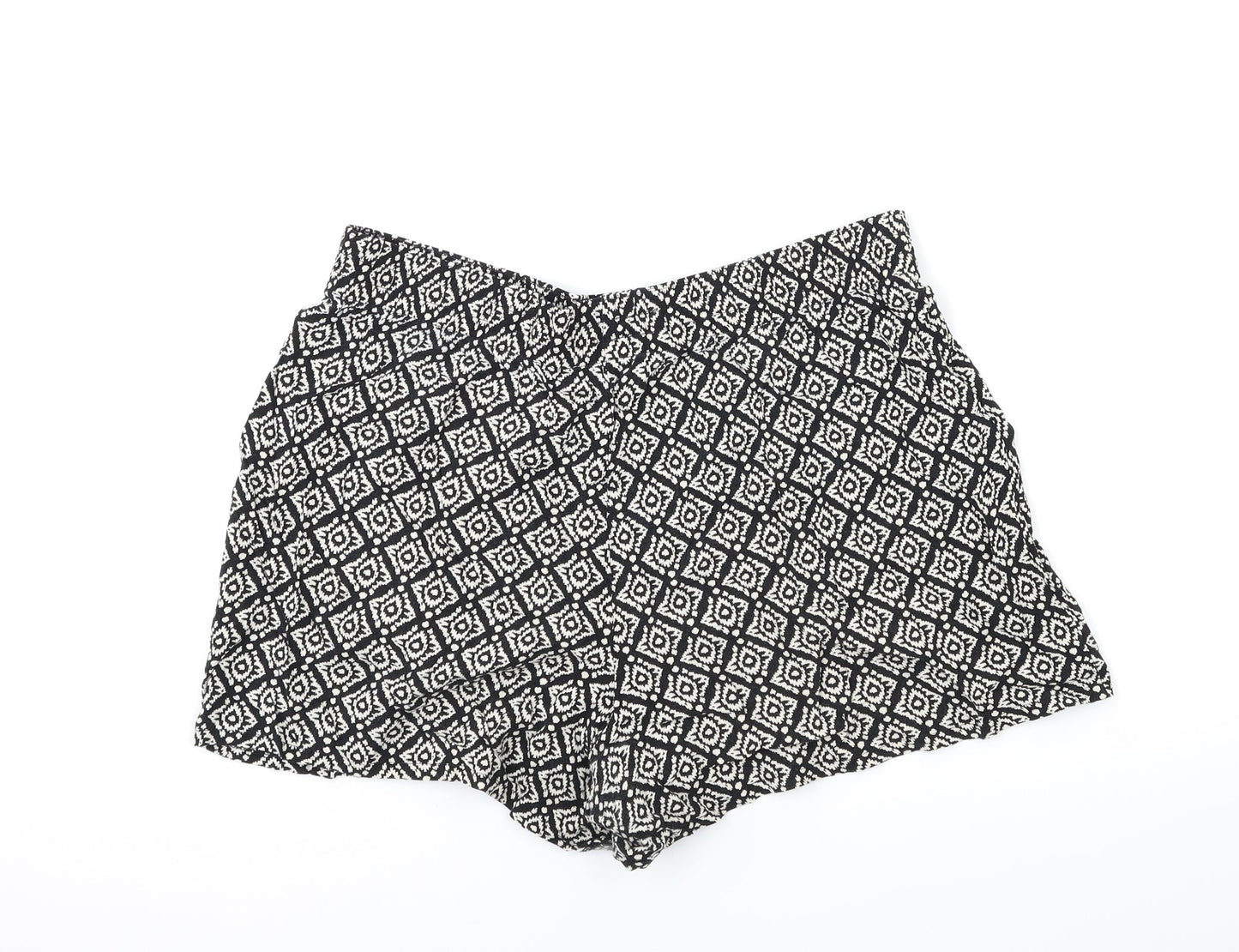 Papaya Womens Black Geometric  Bermuda Shorts Size 12