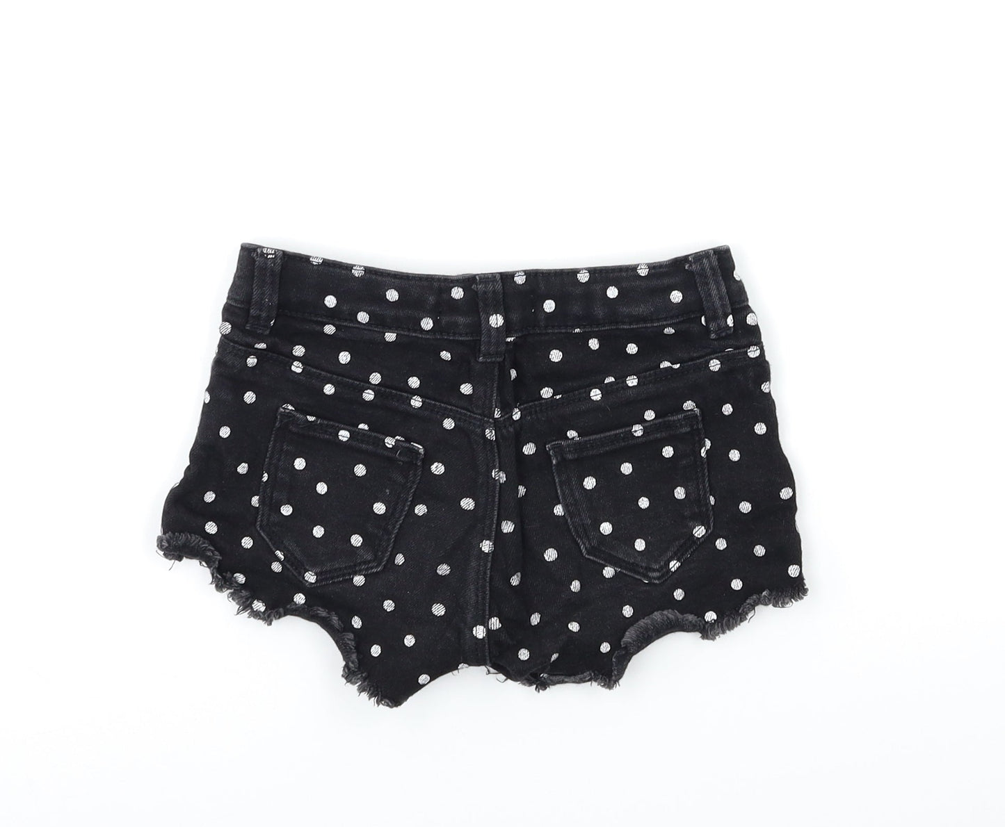 Marks and Spencer Girls Black Polka Dot Denim Hot Pants Shorts Size 5-6 Years