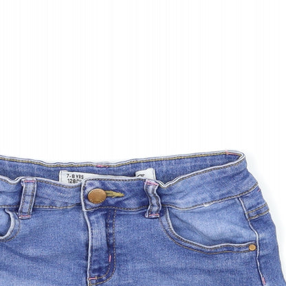 Denim & Co. Girls Blue  Denim Hot Pants Shorts Size 7-8 Years