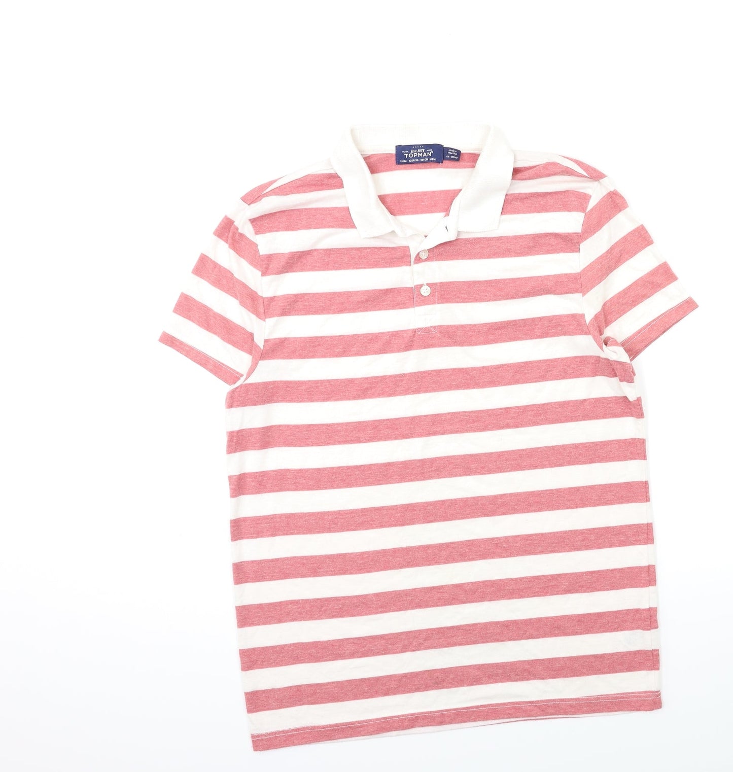 Topshop Mens Pink Striped   Polo Size M