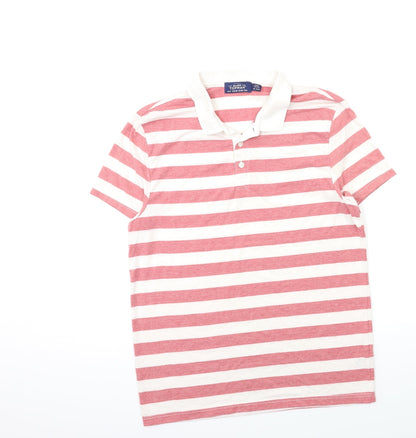 Topshop Mens Pink Striped   Polo Size M