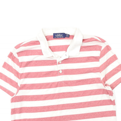 Topshop Mens Pink Striped   Polo Size M