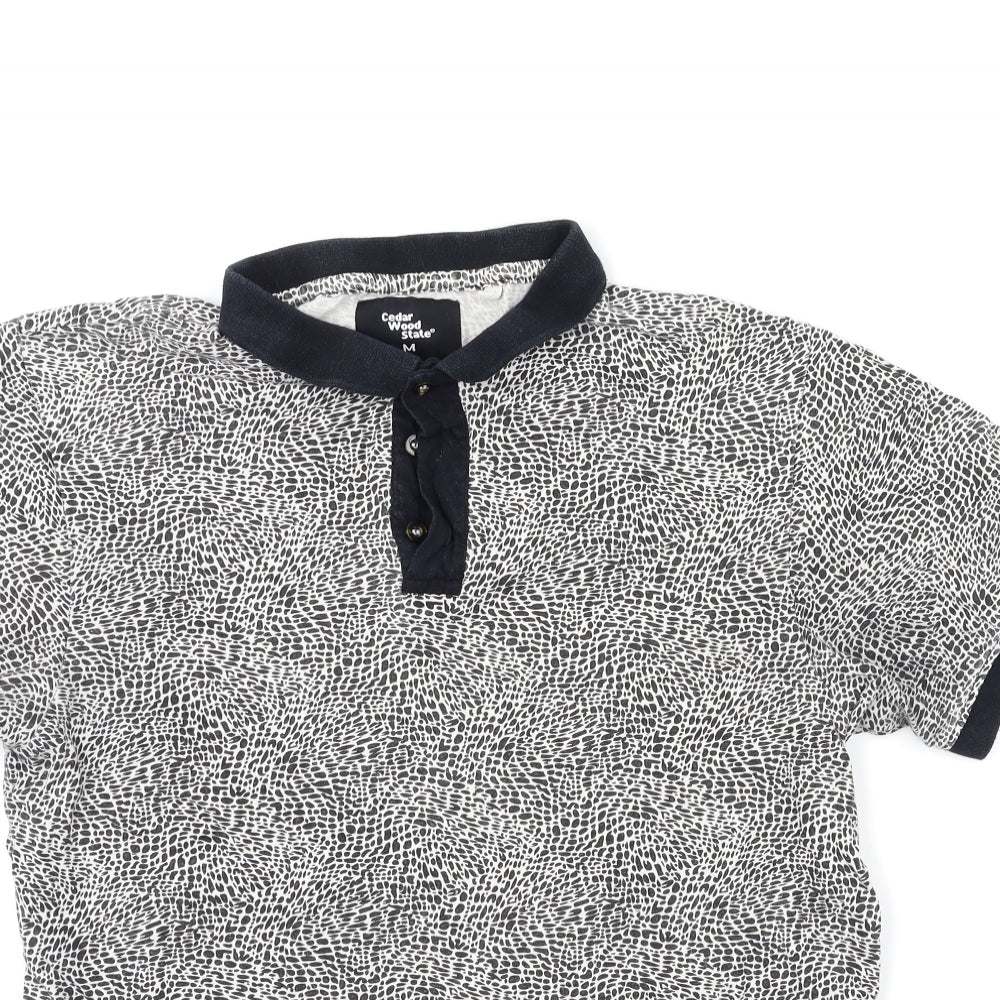 Cedar Wood State Mens Beige Animal Print   Polo Size M