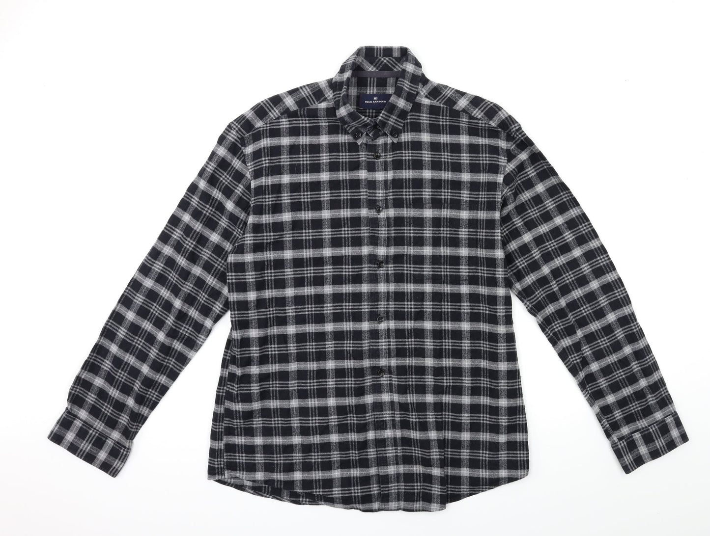Blue Harbour Mens Black Check   Button-Up Size M