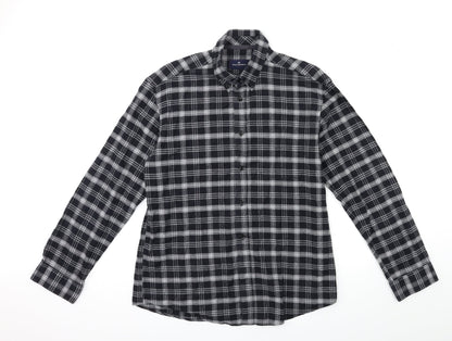 Blue Harbour Mens Black Check   Button-Up Size M