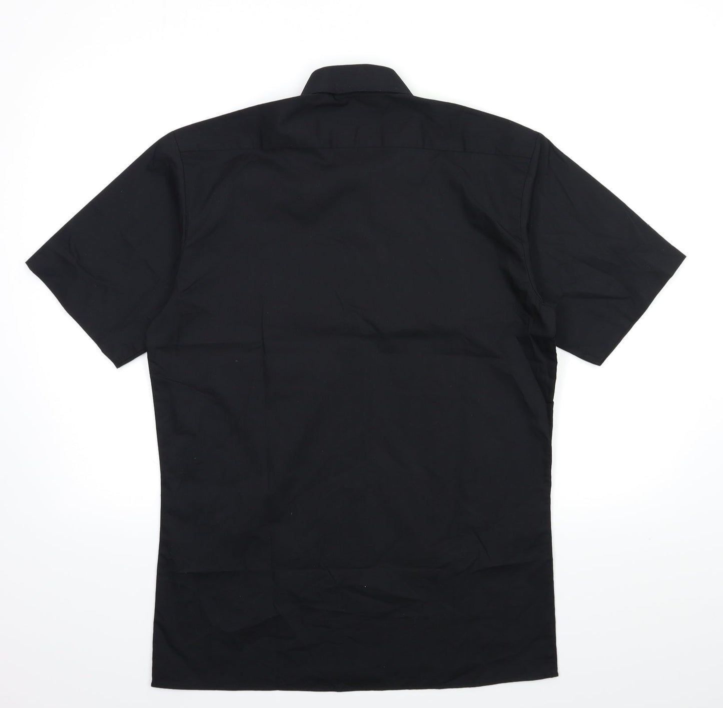 Mens UK Size 14.5 Premier Black  Button-Up Short Sleeve Casual Shirt