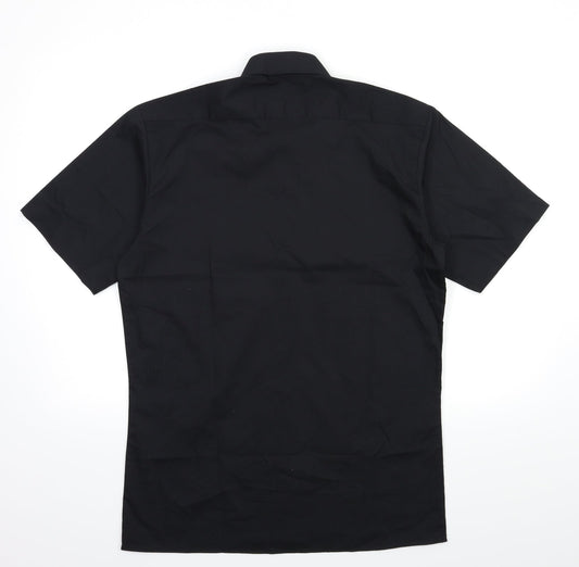 Mens UK Size 14.5 Premier Black  Button-Up Short Sleeve Casual Shirt