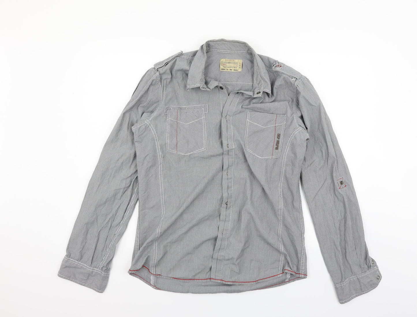 Mens UK Size L NEXT Grey  Button-Up Long Sleeve Casual Shirt