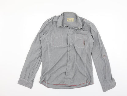Mens UK Size L NEXT Grey  Button-Up Long Sleeve Casual Shirt