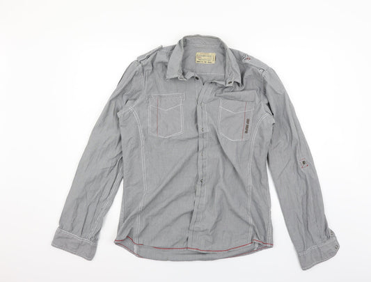 Mens UK Size L NEXT Grey  Button-Up Long Sleeve Casual Shirt