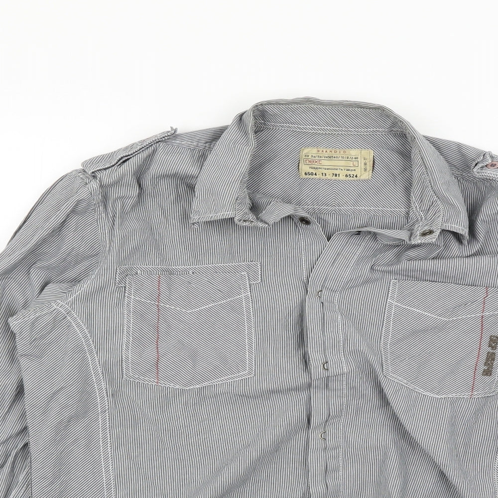 Mens UK Size L NEXT Grey  Button-Up Long Sleeve Casual Shirt