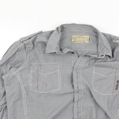 Mens UK Size L NEXT Grey  Button-Up Long Sleeve Casual Shirt
