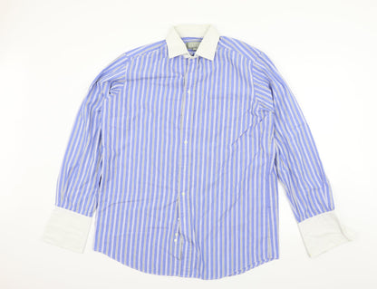 Mens UK Size 16 Christopher hayes Blue  Button-Up Long Sleeve Casual Shirt