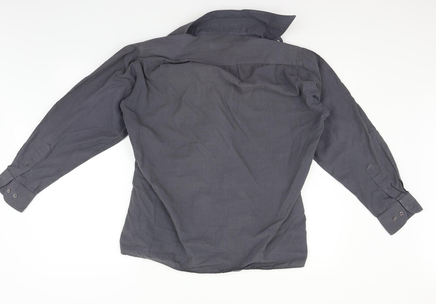 Mens UK Size 15 Pierre Cardin` Grey  Button-Up Long Sleeve Casual Shirt