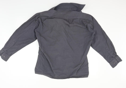 Mens UK Size 15 Pierre Cardin` Grey  Button-Up Long Sleeve Casual Shirt