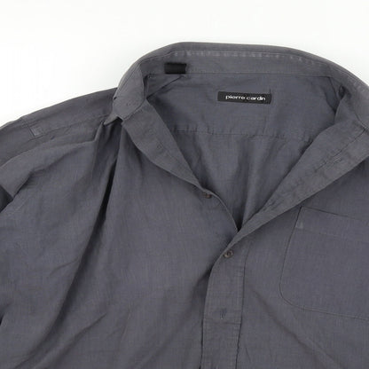 Mens UK Size 15 Pierre Cardin` Grey  Button-Up Long Sleeve Casual Shirt