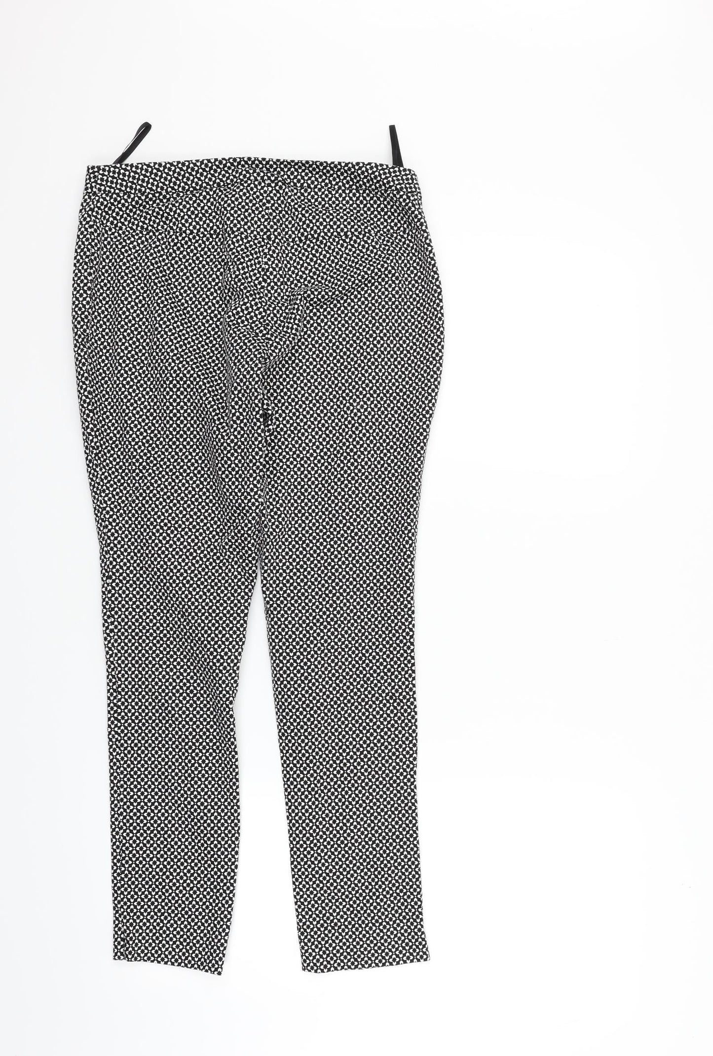 New Look Womens Black Geometric  Trousers  Size 8 L23 in