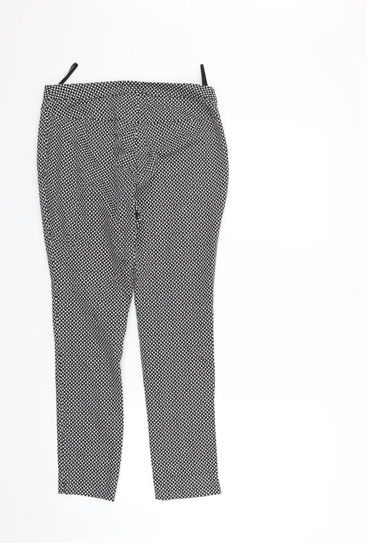 New Look Womens Black Geometric  Trousers  Size 8 L23 in
