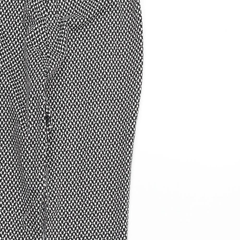 New Look Womens Black Geometric  Trousers  Size 8 L23 in