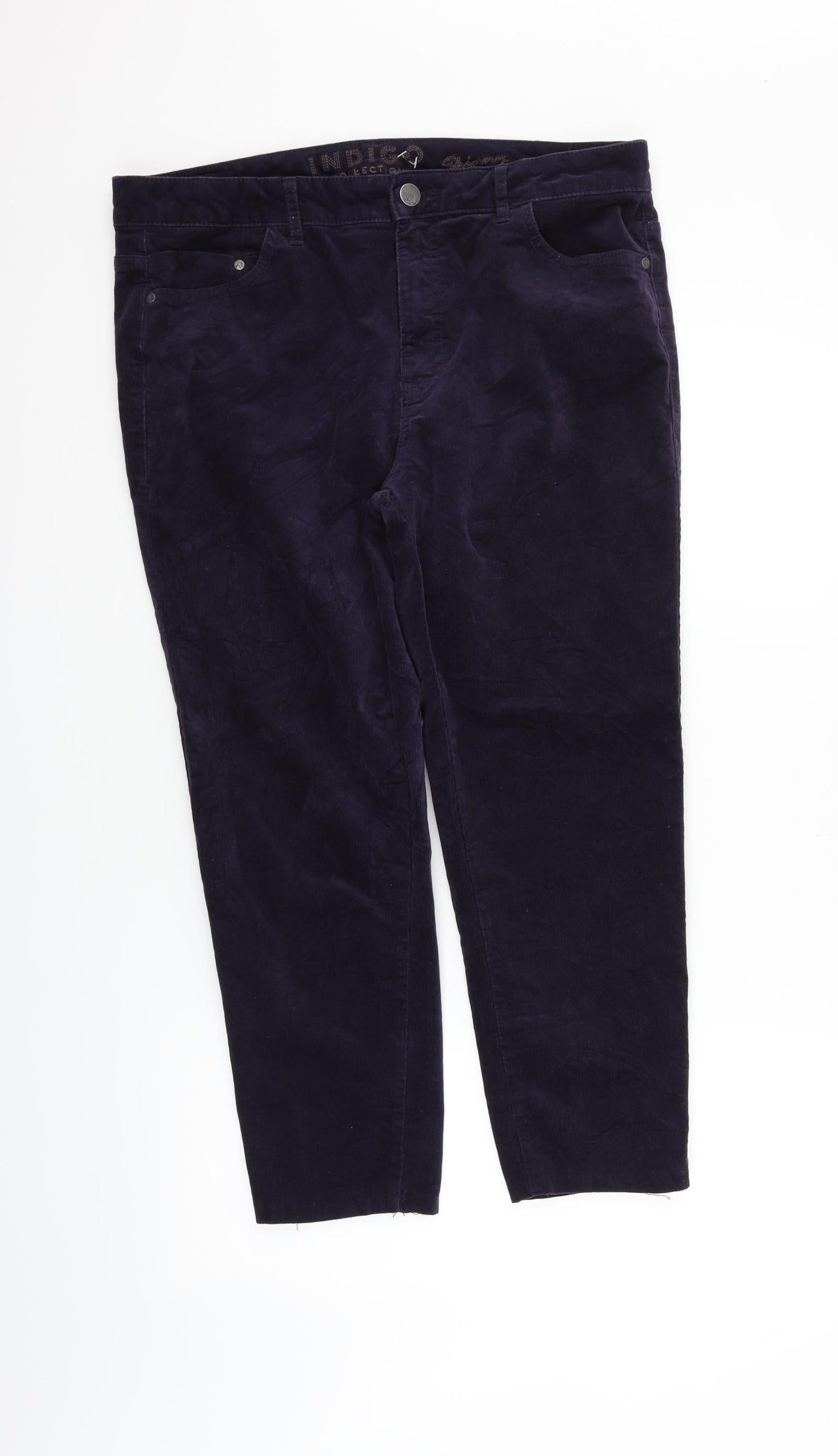 Indigo Womens Blue   Cropped Trousers Size 33 in L23 in